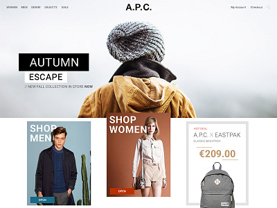 A.P.C. Redesign apc design fashion grey redesign ui ux web white