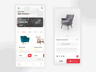 Furniture e-commerce App animation app app ui app ux appui appux branding design ecommers furniture graphic design illustration logo shop shopping ui uiux ux vector web