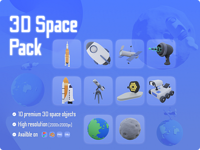 3D Space Pack ! 3d 3dart 3dasset 3ddesign asset space ui