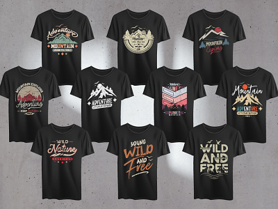 Mountain T-shirt designs. fashion hill mountain mountain lover wild