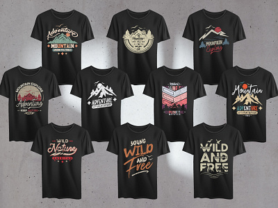 Mountain T-shirt designs.