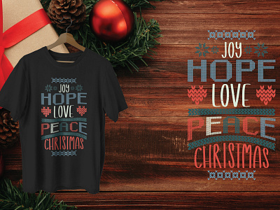 Christmas T-shirt Design Joy Hope Love Peace Christmas celebrate graphic design