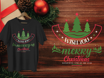 Christmas T-shirt Design Wish You Merry Christmas Wonderful Time celebrate