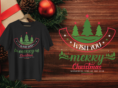 Christmas T-shirt Design Wish You Merry Christmas Wonderful Time