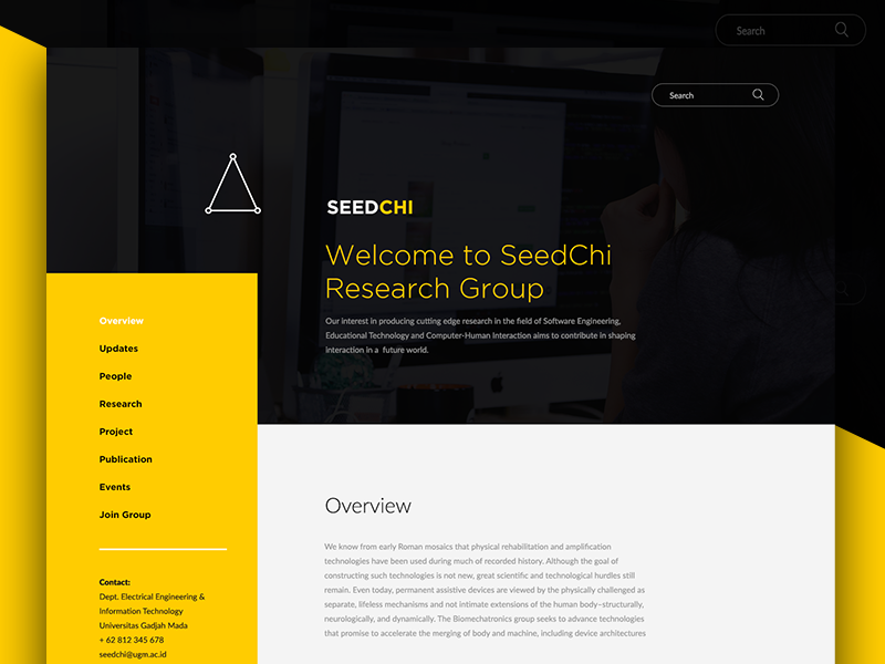 Research Group - Landing Page web design website web black yellow company profile university professional institution education research landing page