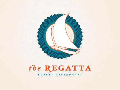 the Regatta blue branding buffet clean geometric lines logo logo designs orange pattern sails serif ship stripes typography