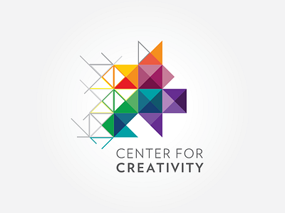 Center For Creativity branding colorful contemporary creativity grid logo mark modern poly polygonal rainbow shadows