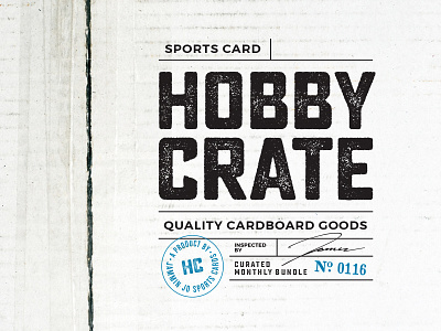 Sports Card Hobby Crate black blue branding grid label logo mark retro stamp vintage modern