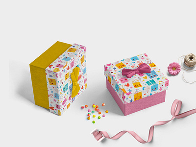 Gift Box Label Mockup