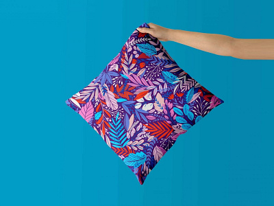 Leaf Print Cushion Design Mockup