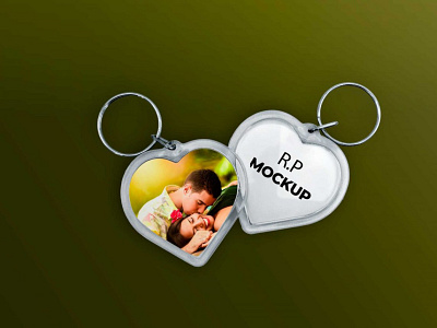 Couple Heart Keychains Mockup