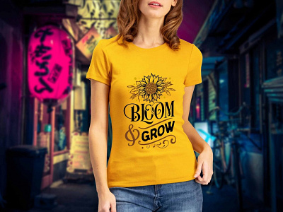 Free Sunflower Bloom T-shirt Design Mockup app bloom branding design free illustration logo mockup sunflower t shirt typography ui ux vector