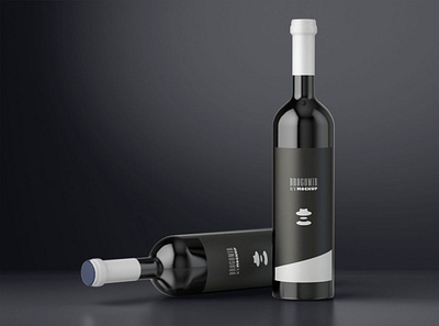 Dark Background Wine Bottle Mockup background bottle dark design free graphic design logo mockup psd wine