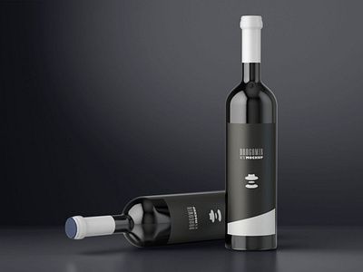 Dark Background Wine Bottle Mockup