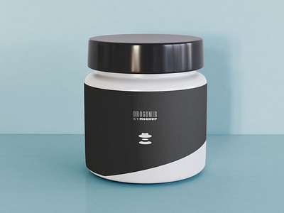 Free Black Cosmetic Jar Mockup