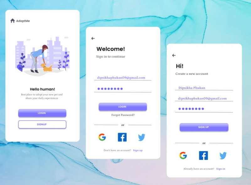 Login/Signup screen designed with #Figma by Dipsikha Phukan on Dribbble