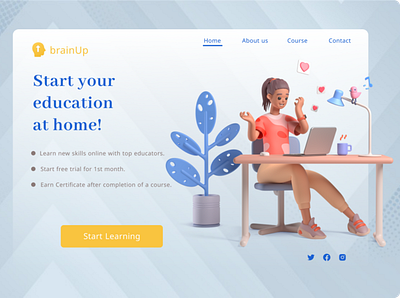 Landing Page #DailyUI #003 #ui #ux #uiux #design #webpage #3D dailyui design figma illustration learner ui ux