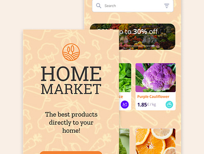 Market app - Mock concept design figma fruit grocery market app order project ux vegetables