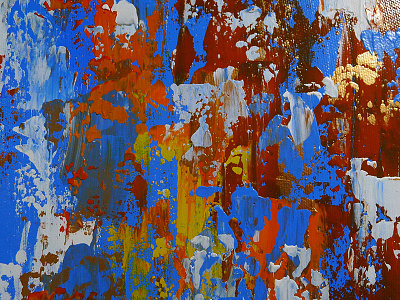 playful rust abstract blue bronze canvas fine art orange red rust yellow