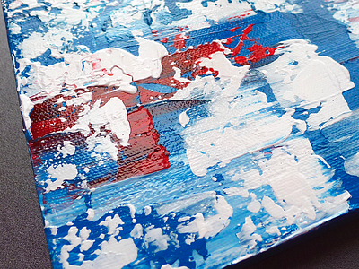 steel red & blue acrylics blue canvas fine art red sea white