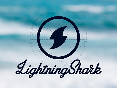 Lightning Shark Logo branding circles golden identity lightning logo shark surf