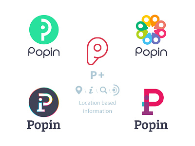 Popin logo based colors feedback information location logo radar search typography