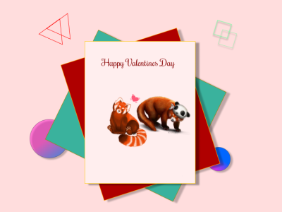 VDay Card Red Pandas card design red panda valentine day vday weekly challenge weeklywarmup