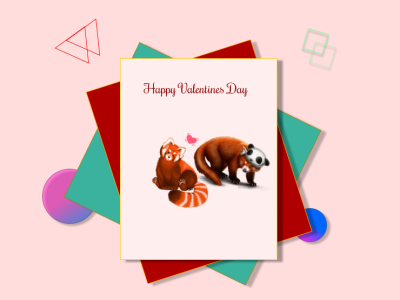 VDay Card Red Pandas