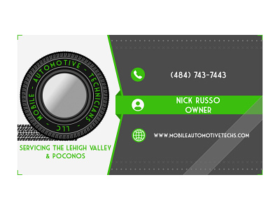 Business Card Design For Mobile Automotive Technicians LLC.