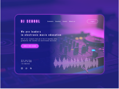 DJ School club electronic music house light music school neon neon light nightclub techno web design