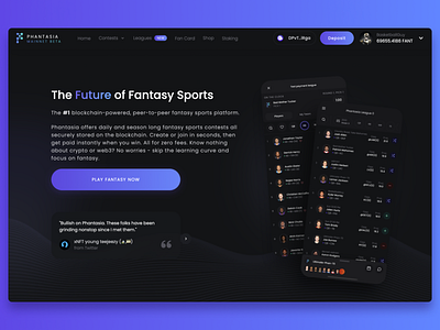 Fantasy Sports Landing Page app bitcoin blockchain crypto design fantasy fantasy football fantasy sports illustration nft react react native solana ui