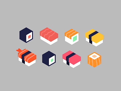 Sushi isometric icons