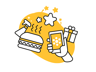 Customer at Glovo app burger customer delivery design food gift glovo illustration illustrator star vector
