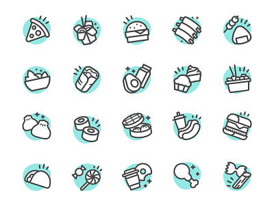 Food filters for Glovo delivery food glovo icons illustration vector
