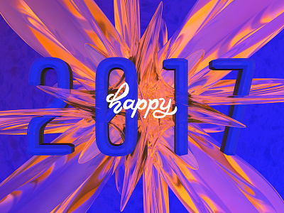 Happy 2017 branding condensed explosion float fluid futuristic lettering organic space type typography