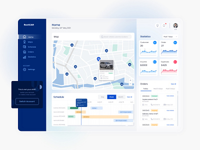 Dashboard Car Rental - RentCAR app company corporate dashboard desktop saas ui uiux user interface web app webdesign website