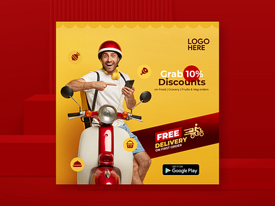 Delivery App Ad PSD Template advertisment delivery app design designer facebook india instagram tamil