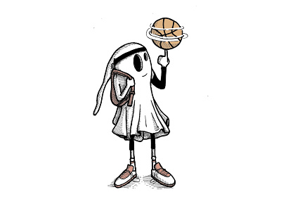 Ghost Spinning Basketball basketball cartoon illustration character design design illustration