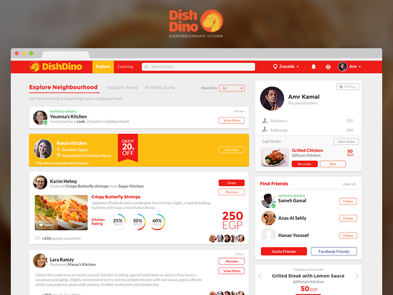 Home Food Social Network dishdino homepage visual design ux user experience ui network social food home