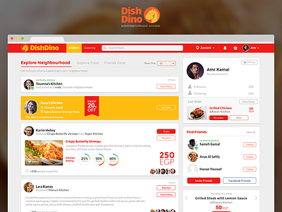 Home Food Social Network dishdino food home homepage network social ui user experience ux visual design