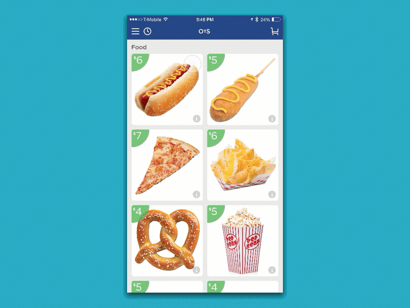 Order to Seat Prototype app food hotdog ios principle prototype ui ux