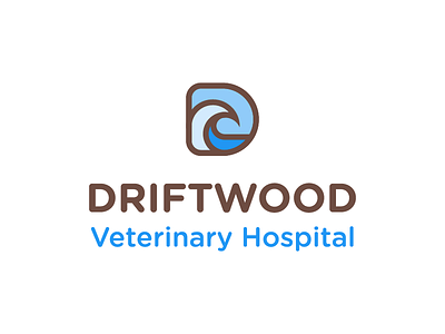 Driftwood Logo Concept beach concept driftwood gotham hospital logo ocean pet rounded vet veterinary wave