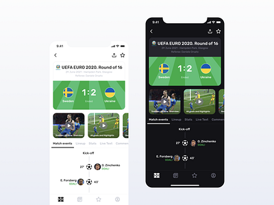 Live Score Football App Concept app application clean dark theme figma football football app ios live score mobile soccer sport stats ui