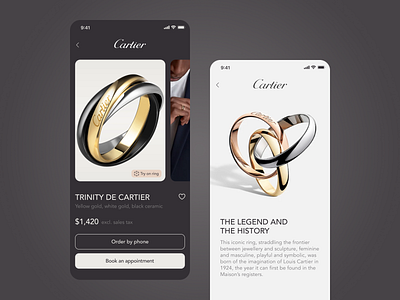 Cartier Jewelry Store Concept app card clean concept design ecommerce exporation fashion jewelry mobile product page ring shop store ui