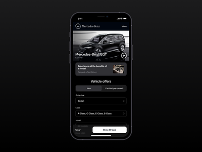 Mercedes-Benz Car Store Mobile Version car cars clean ecommerce figma filters mercedes-benz mobile price selection shop store