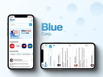 Blue Corp. - Hiring App app design blue blue corp corp employee search hiring app hr human resource job finding app job search ui uidesign uiux ux