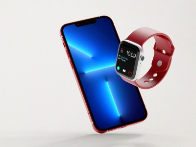 Smart Watch with Phone Mockups apple iphone iphone13 mockup smartwatch