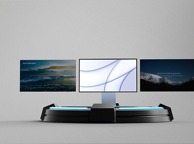 iMac Pro Screen Mockup on The Podium 3d apple design graphic design imac podium screen ui ux