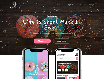 Sweet Delivery Landing page Ui design app design app design icon ui web ios guide backery delivery delivery app delivery service design dessert food website illustration landing page landing page ui restaurant sweet sweet website sweet website ux website design