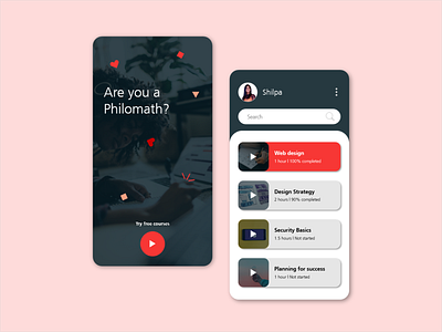 Are you a Philomath? Online courses Mobile App UI app branding design graphic design icon onlinecourse ui